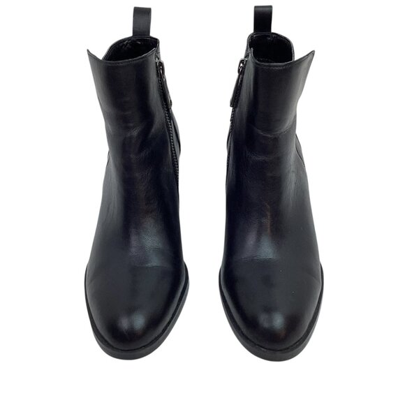 Lauren Ralph Lauren Genna Leather Ankle Boots Womens 7B Black Side Zipper & Buck - Picture 3 of 14